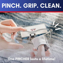 Load image into Gallery viewer, PINCHERS Microfiber Cleaning Cloth  - Finger Grip Eyewear Cleaning Wipe - Remove Smudges &amp; Stains from Glasses, Sunglasses, Phone Screens &amp; More (3 Pack)
